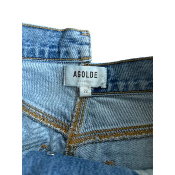 AGOLDE Denim Distressed Asymmetrical Shorts Size 28 - Picture 9 of 11